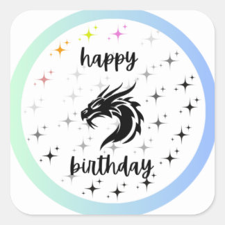 simmi mode Black Dragon stars Geburtstag Quadratischer Aufkleber