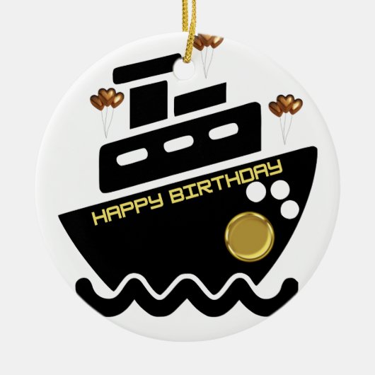 Simmi Mode Schwarz-Weiß-Dorado-Schiff Keramik Ornament (Vorne)