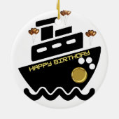 Simmi Mode Schwarz-Weiß-Dorado-Schiff Keramik Ornament (Hinten)