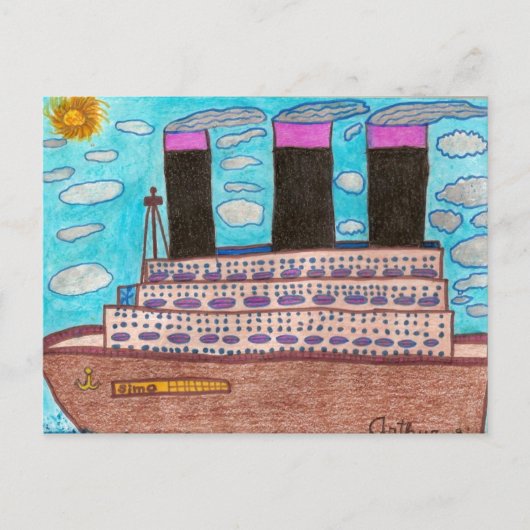 Simo geht um Schiff Postkarte (Vorderseite)