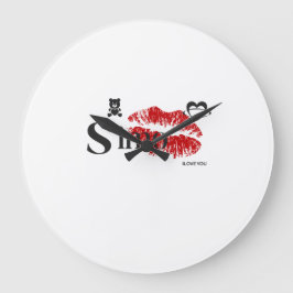 Simo I Love You ❤️ | Romantic Love Design Große Wanduhr