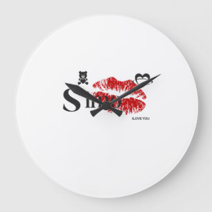Simo I Love You ❤️ Romantisches Liebesdesign Große Wanduhr