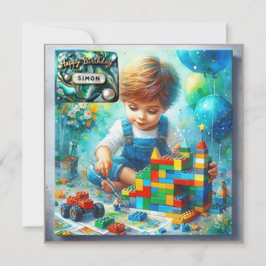 SIMON ~ Happy Birthday ~ Gebäude Bricks ~ (Vorderseite)