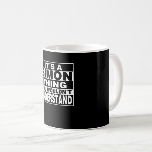 SIMON Nachname Personalisiertes Geschenk Kaffeetasse (VorderseiteRechts)