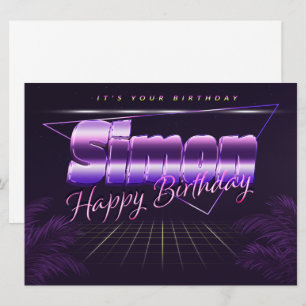 Simon Name Vorname lila retro Karte Geburtstag