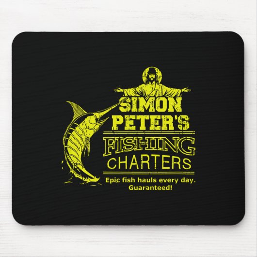 Simon Peter's Fishing Charters Funny Jesus Christ Mousepad (Vorne)