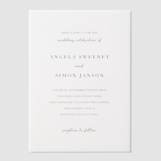 Simon Simple Elegant Wedding Pergament Einladungen (Vorderseite)