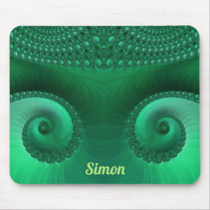 SIMON ~ Zany Shades of Green Fraktal Pattern Mousepad
