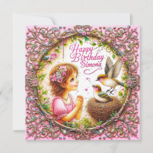 SIMONA ~ Happy Birthday ~ Vögel in Nest ~