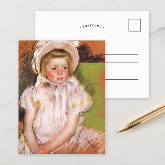 Simone in einem weißen Bonnet | Mary Cassatt Postkarte