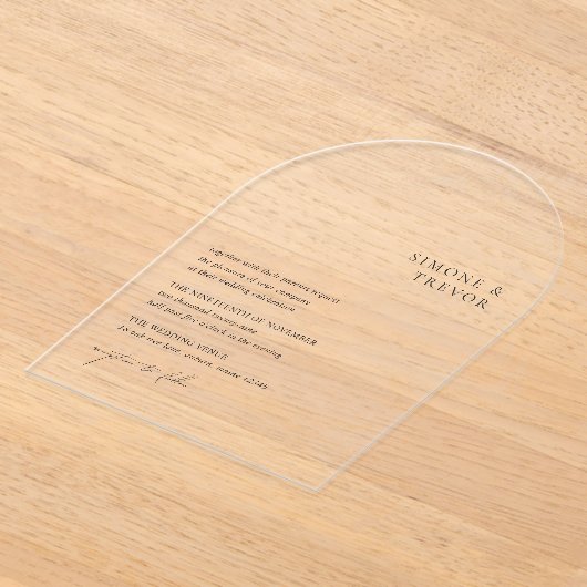 Simone Minimal Modern Wedding Acryleinladungen (Ablage )
