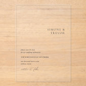 Simone Minimal Moderne Hochzeit retten Datum Acryleinladungen (Vorderseite)