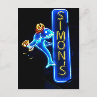 Simons Gorgeous Neon Sign Post Card Postkarte