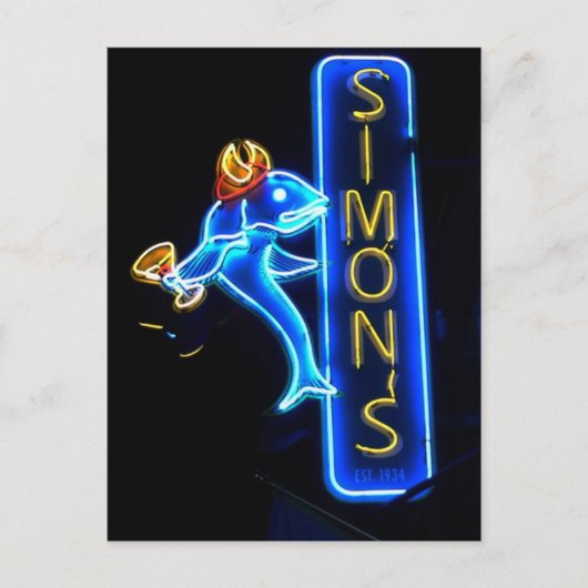 Simons Gorgeous Neon Sign Post Card Postkarte (Vorderseite)