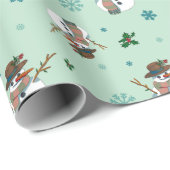 Simpático muñeco de nieve con copos de nieve geschenkpapier (Rolleneckpunkt)