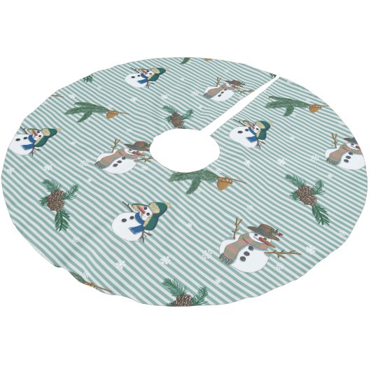 Simpáticos muñecos de nieve sobre fondo rayado polyester weihnachtsbaumdecke (Schrägansicht)