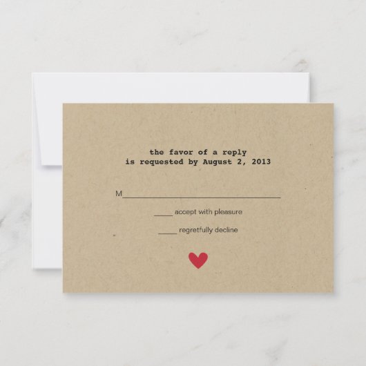 Simpe Heart Wedding RSVP Karte (Rückseite)