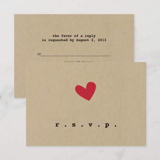 Simpe Heart Wedding RSVP Karte (Vorne/Hinten)