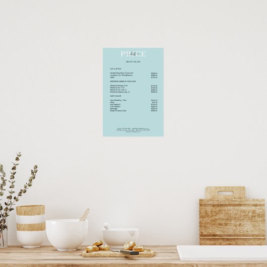 Simpel Blue Price List Poster (Küche)