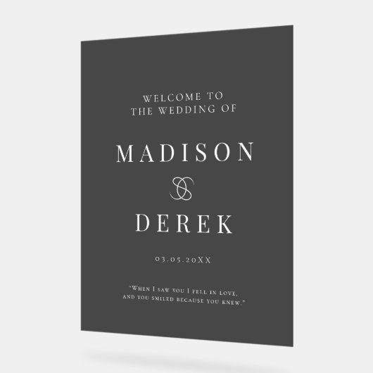 Simpel Elegant Wedding WELCOME Black Acrylschild (Winkel)