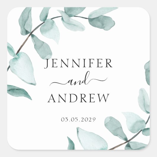 Simpel Eucalyptus Wedding Sticker (Vorderseite)