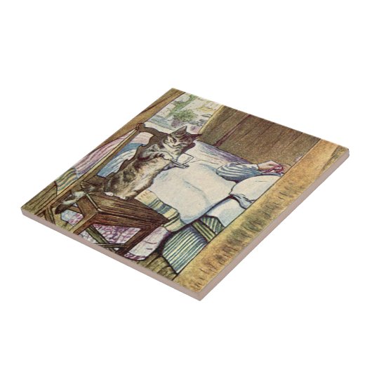 Simpkin die Katze dient Tee - Beatrix Potter Fliese (Seite)