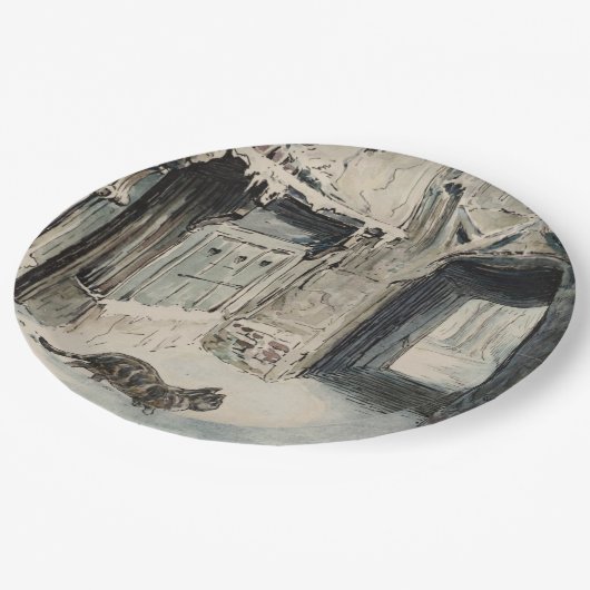 Simpkin the Cat Goes Out (von Beatrix Potter) Pappteller (Schrägansicht)