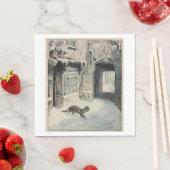 Simpkin the Cat Goes Out (von Beatrix Potter) Serviette (Beispiel)