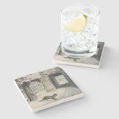 Simpkin the Cat Goes Out (von Beatrix Potter) Steinuntersetzer (Seitenansicht)