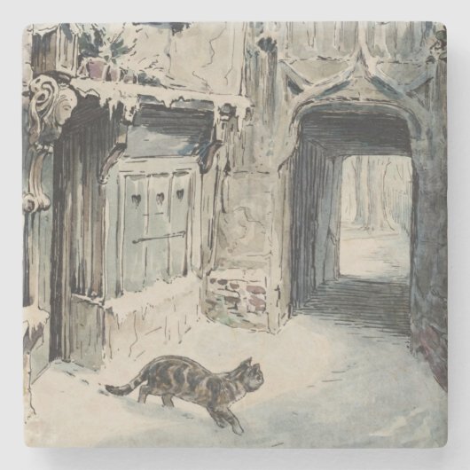 Simpkin the Cat Goes Out (von Beatrix Potter) Steinuntersetzer (Vorderseite)