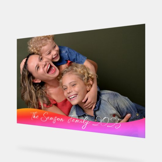 Simple 1 Photo Full Coverage - Script Text Overlay Acrylschild (Winkel)