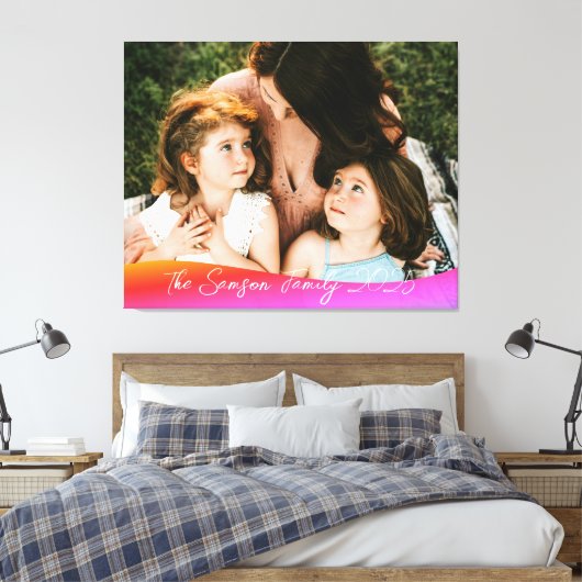 Simple 1 Photo Full Coverage - Script Text Overlay Leinwanddruck (Insitu (Schlafzimmer))