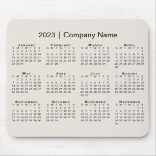 Simple 2023 Calendar with Company Name on Beige Mousepad