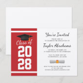 Simple 2025 Graduation Party Red Einladung (Vorne/Hinten)