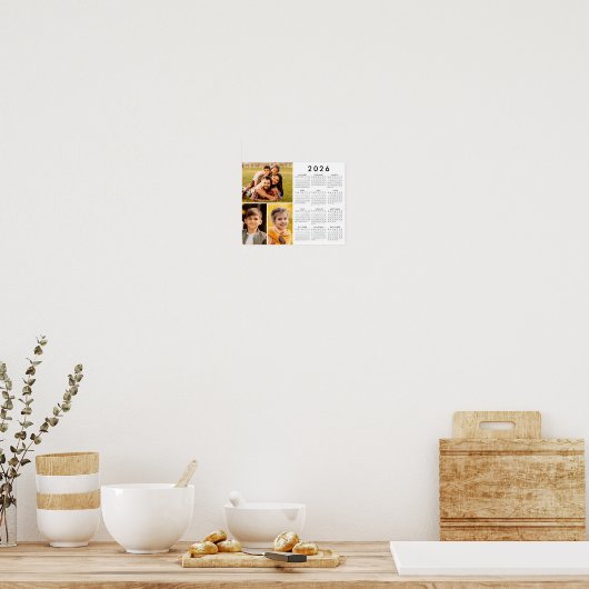 Simple 2026 Calendar 3 Photos Poster (Küche)