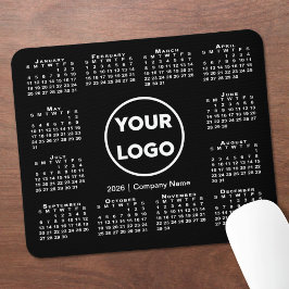 Simple 2026 Calendar Business Logo on Black Mousepad