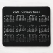 Simple 2026 Calendar Company Name on Black Mousepad (Vorne)