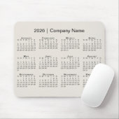Simple 2026 Calendar with Company Name on Beige Mousepad (Mit Mouse)