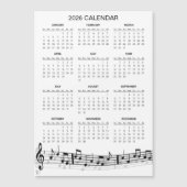 Simple 2026 Calendar with Musical Notes | Magnet (Vorderseite)
