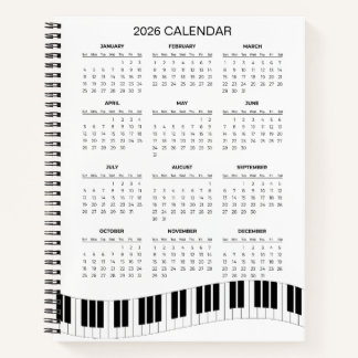 Simple 2026 Calendar with Piano Keys | Notizblock