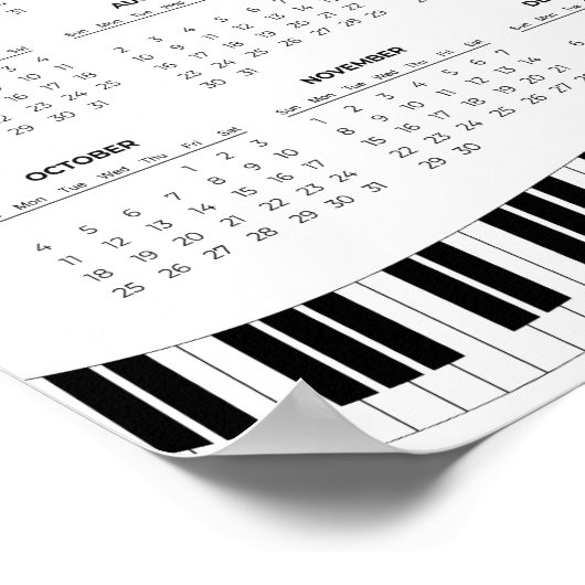 Simple 2026 Calendar with Piano Keys | Poster (Ecke)