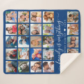 Simple 25 Photo Collage Quote Family Name Blue Sherpadecke (Vorderseite (Horizontal))