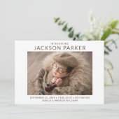 Simple 2 Foto Boy Birth Ankündigung (Stehend Vorderseite)