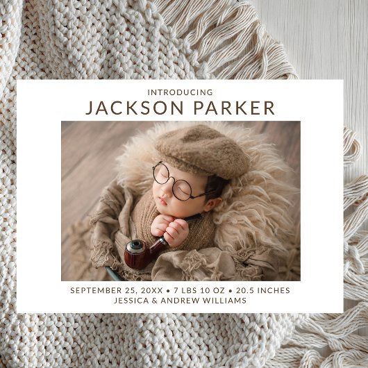 Simple 2 Foto Boy Birth Ankündigung