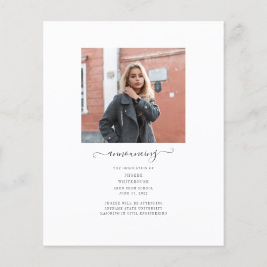 Simple 2 Foto Grad 2022 Abschluss Ankündigung (Rückseite)