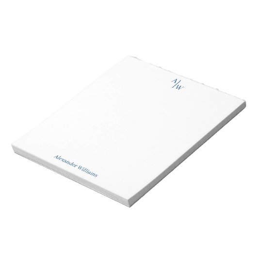 Simple 2 Monogram Initial Professional Navy Blue Notizblock (Rotiert)