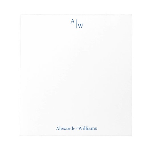 Simple 2 Monogram Initial Professional Navy Blue Notizblock (Vorderseite)