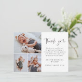 Simple 3 Foto Baby Dankeskarte (Stehend Vorderseite)