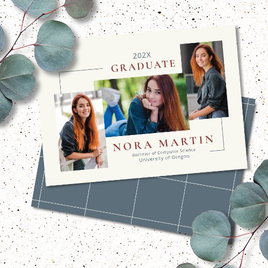 Simple 3 Foto Burgundy Dusty Blue Ankündigung