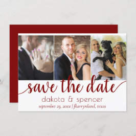 Simple 3 Foto - Classic Crimson Red Wedding Save The Date